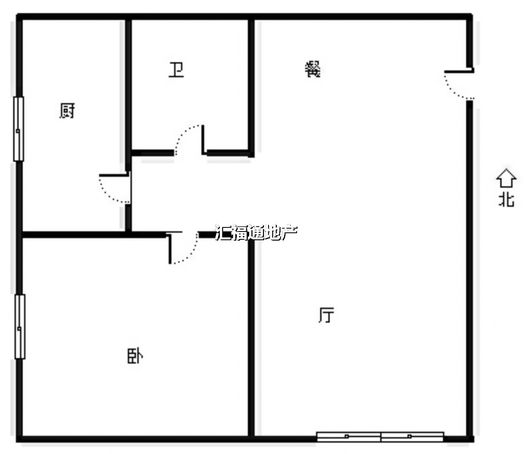 水岸花城1室2厅1卫户型图