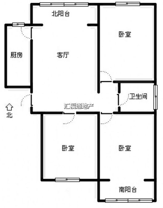 水岸花城3室2厅1卫户型图