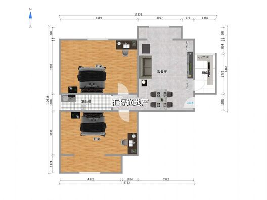 名流美域2室1厅1卫户型图