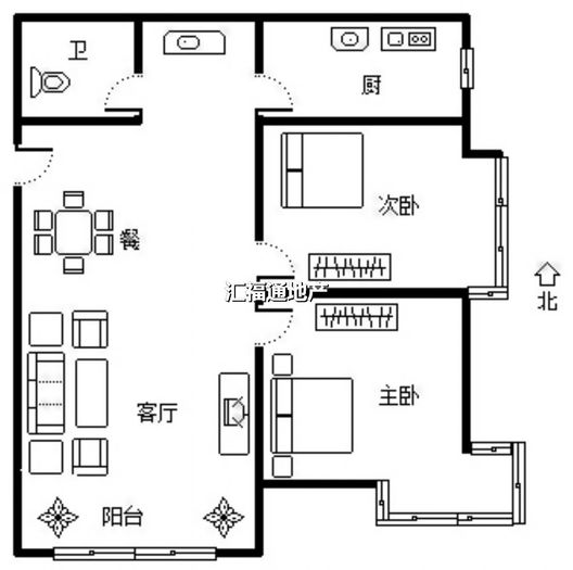 K2狮子城2室2厅1卫户型图