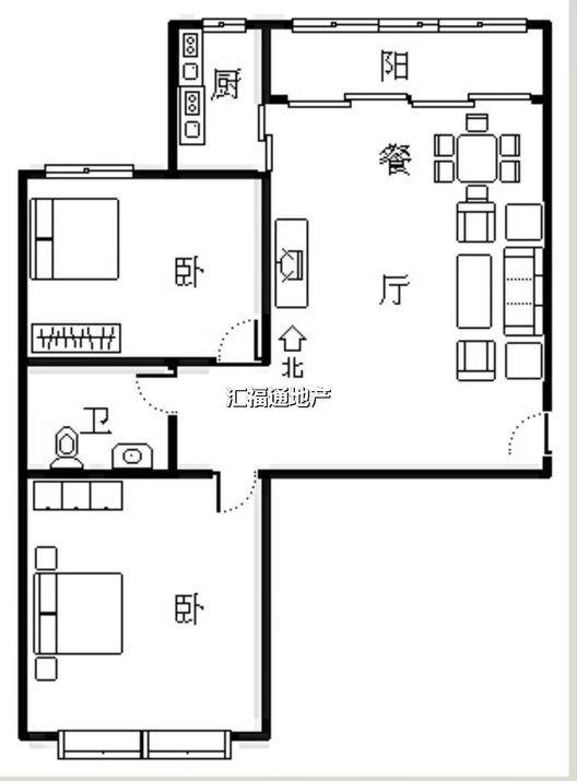翡翠城（涿郡东区）2室2厅1卫户型图