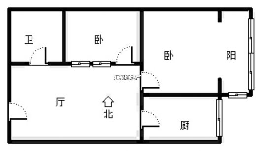 汇元上城2室1厅1卫户型图