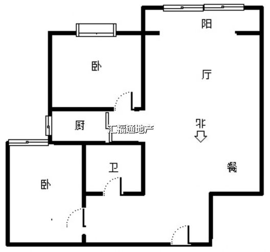联合一号院2室2厅2卫户型图