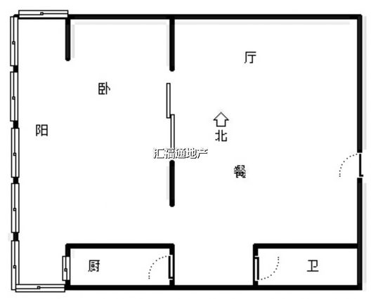 水岸花城1室1厅1卫户型图