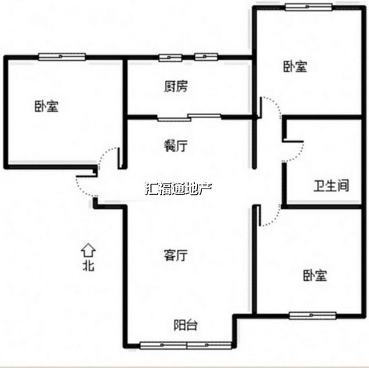 鸿坤理想湾3室2厅1卫户型图