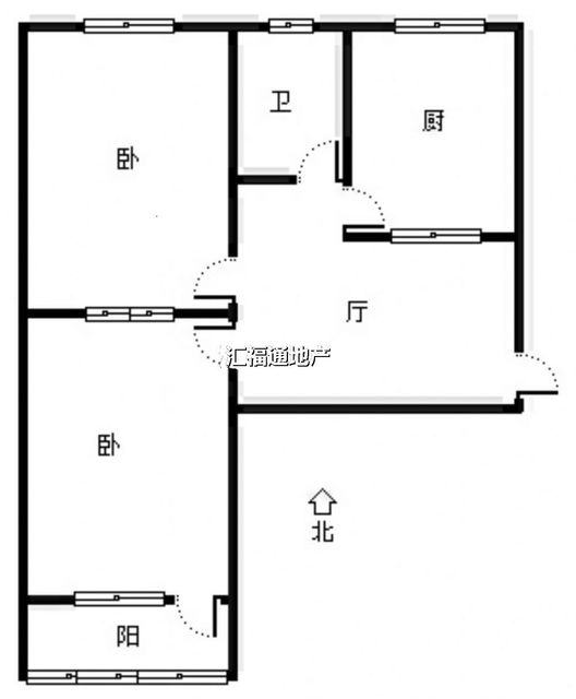 凌云厂家属院2室1厅1卫户型图