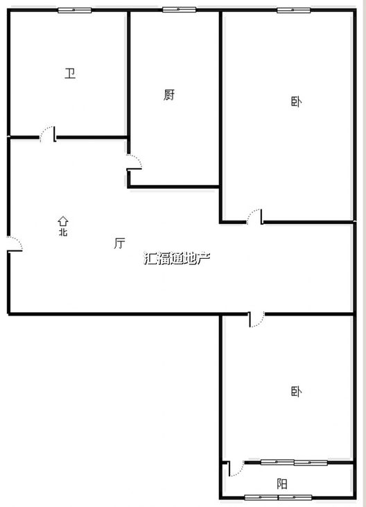 铁道部建厂局家属楼（机械总队家属院）2室1厅1卫户型图