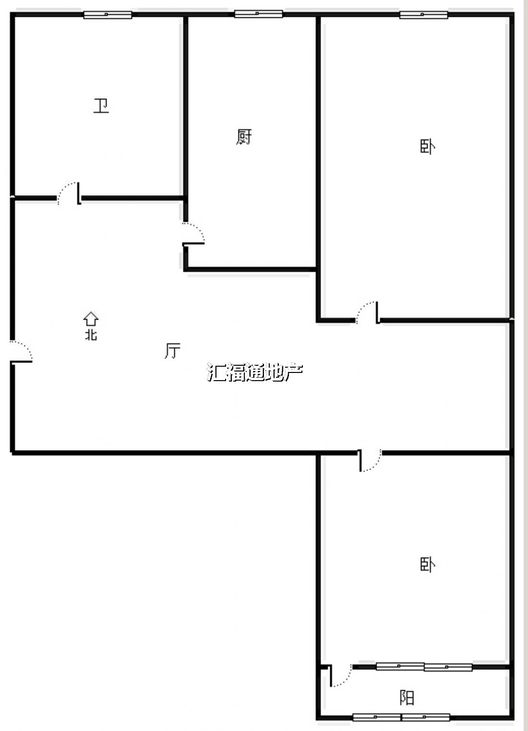 铁道部建厂局家属楼2室1厅1卫户型图