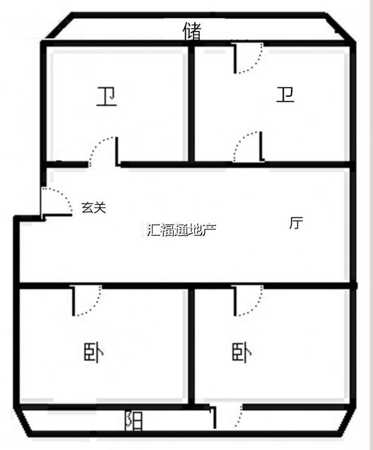 涿州市医院家属院2室2厅1卫户型图