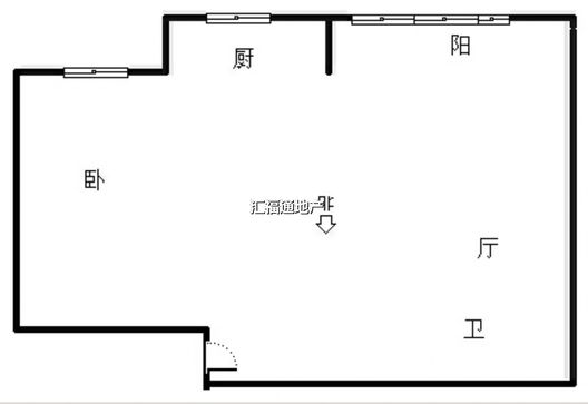 浪潮一览云山1室1厅1卫户型图