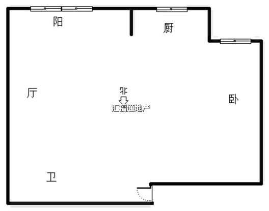 浪潮一览云山1室1厅1卫户型图