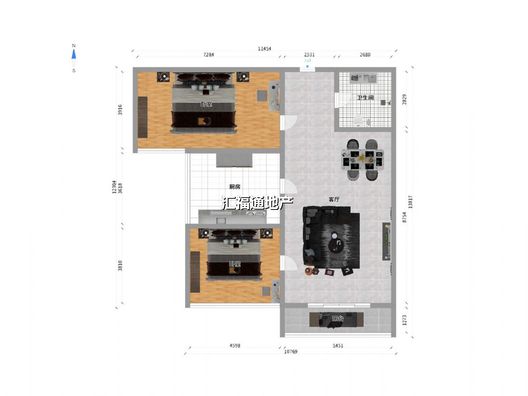 翡翠城（涿郡东区）2室2厅1卫户型图