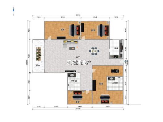 华融现代城4室2厅2卫户型图