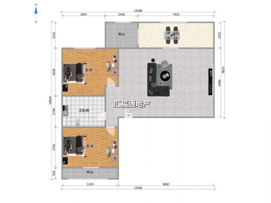 名流一品2室2厅1卫户型图