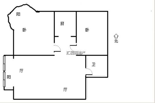 鸿盛凯旋门2室2厅1卫户型图