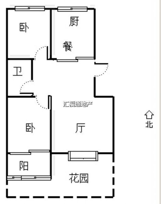 蓝天美林湾2室2厅1卫户型图