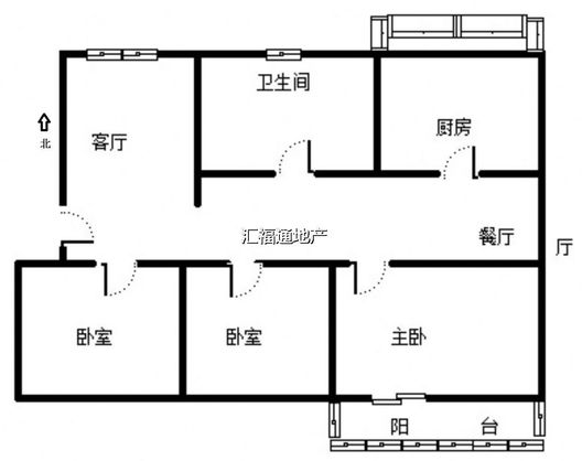 职教中心家属院3室2厅1卫户型图