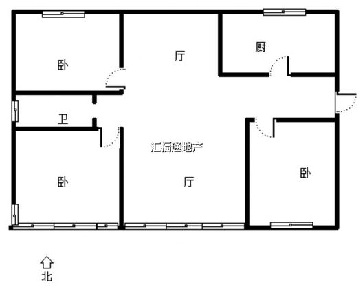 三利中和城二期西区（B区）3室2厅1卫户型图