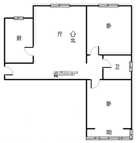 水岸花城2室2厅1卫户型图