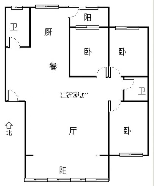 方正园3室2厅2卫户型图