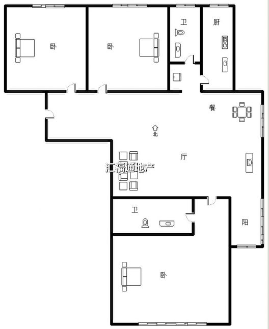 东林家园3室2厅2卫户型图