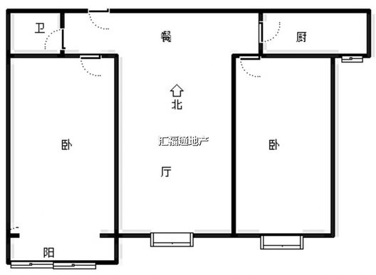 水岸花城2室1厅1卫户型图