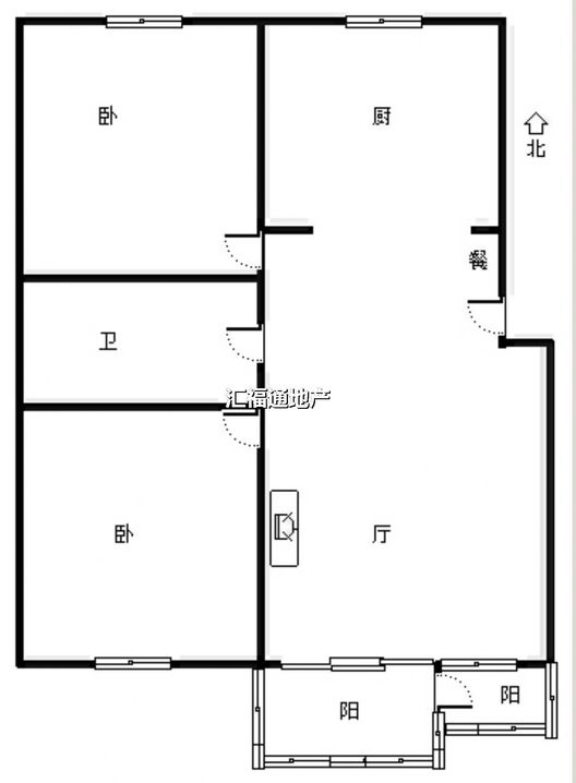 仙颐园小区2室2厅1卫户型图