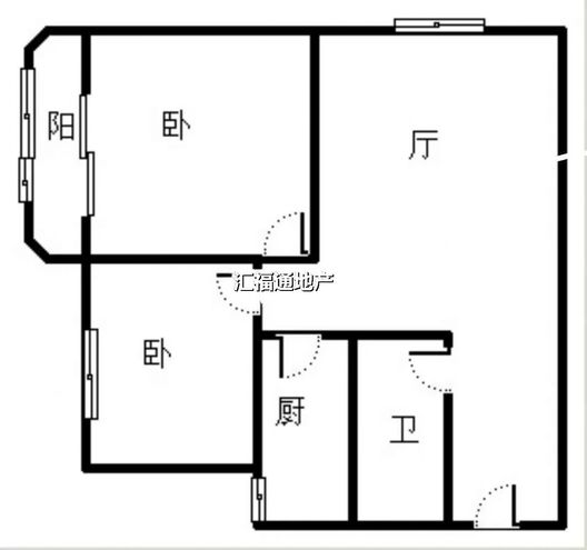 范阳公寓2室1厅1卫户型图