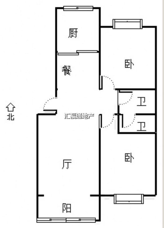 华阳公寓2室2厅1卫户型图