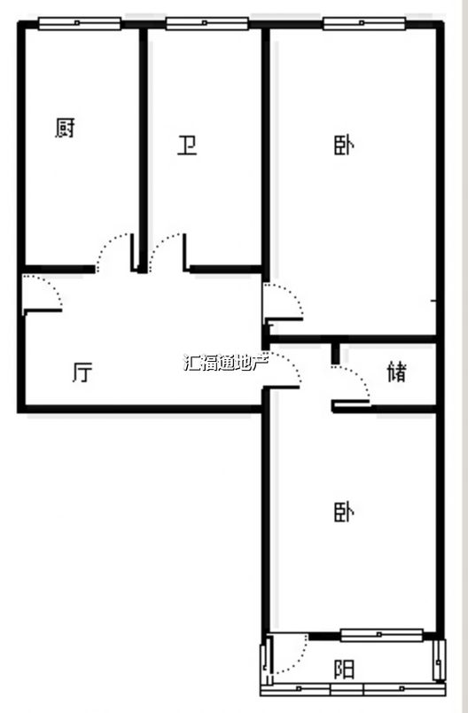 桥东粮食局小区2室1厅1卫户型图