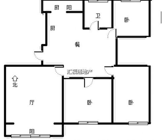 铁道部建厂局小区（范阳路）3室2厅1卫户型图