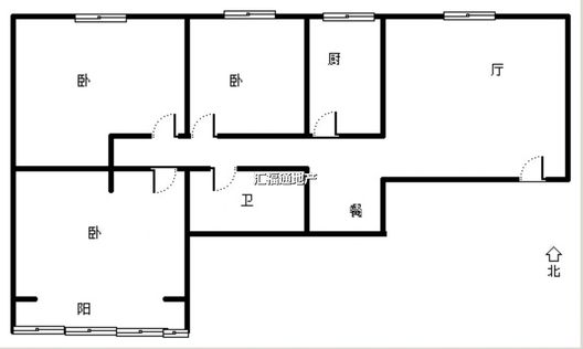 联合一号院3室2厅1卫户型图