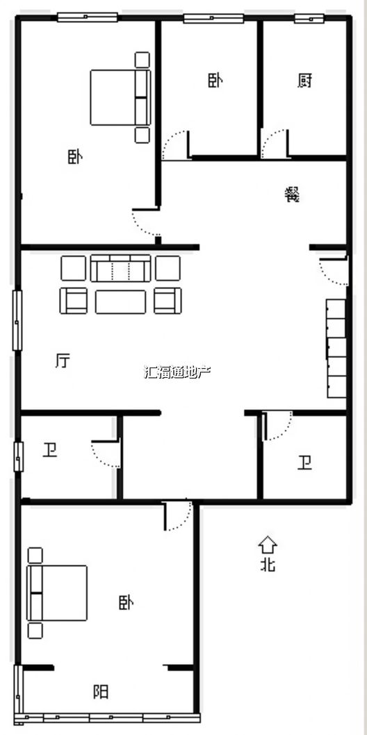 云景城3室2厅2卫户型图
