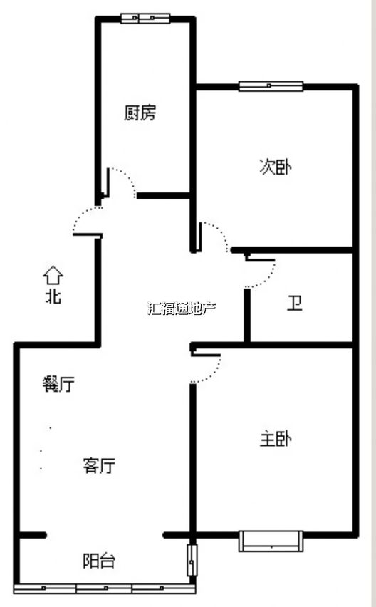 京中美居2室2厅1卫户型图