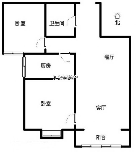 水岸花城2室1厅1卫户型图