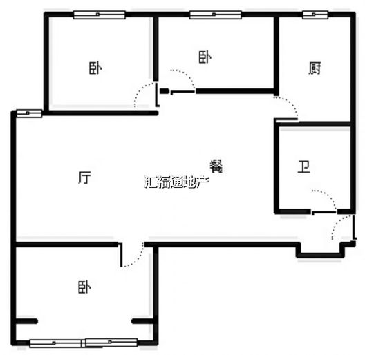 联合一号院3室2厅1卫户型图