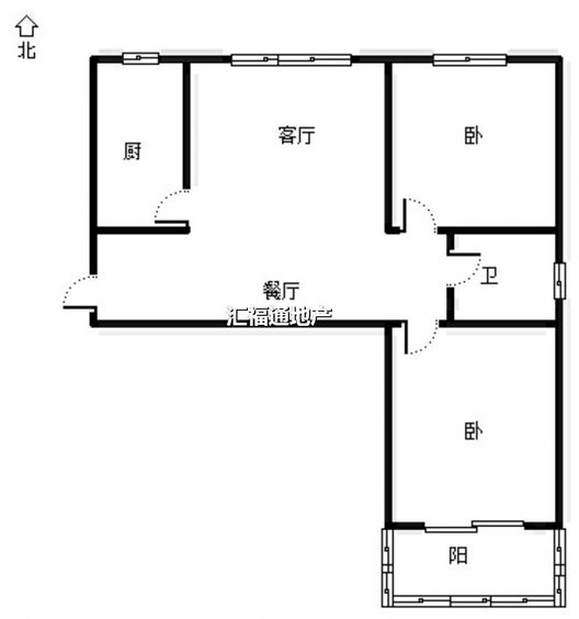 天保郦景2室2厅1卫户型图