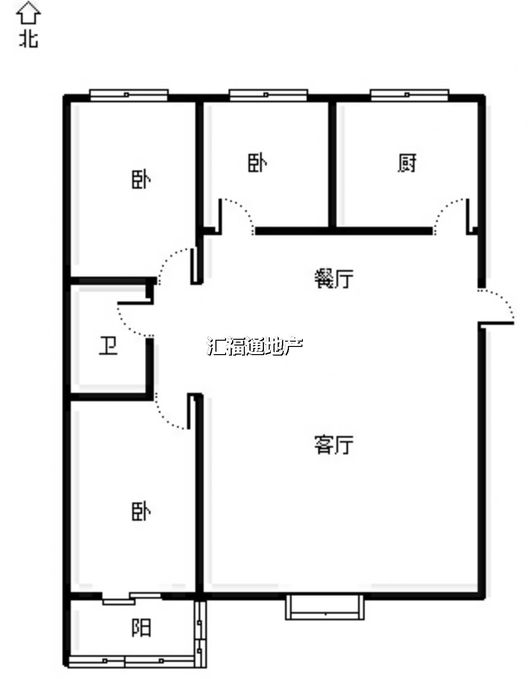 名流枫景洋房3室2厅1卫户型图