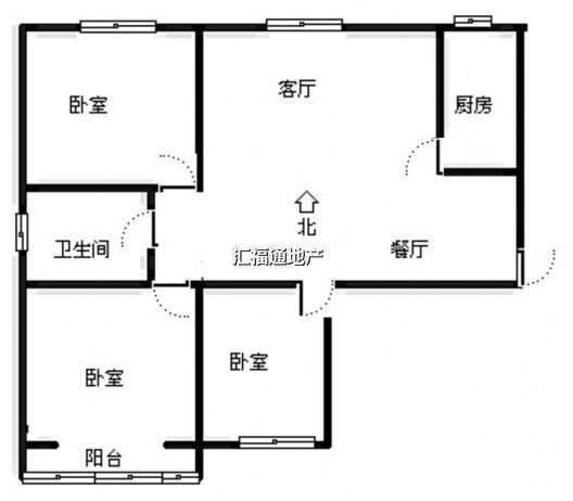 水岸花城3室2厅1卫户型图