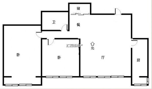 金竹花园2室2厅1卫户型图