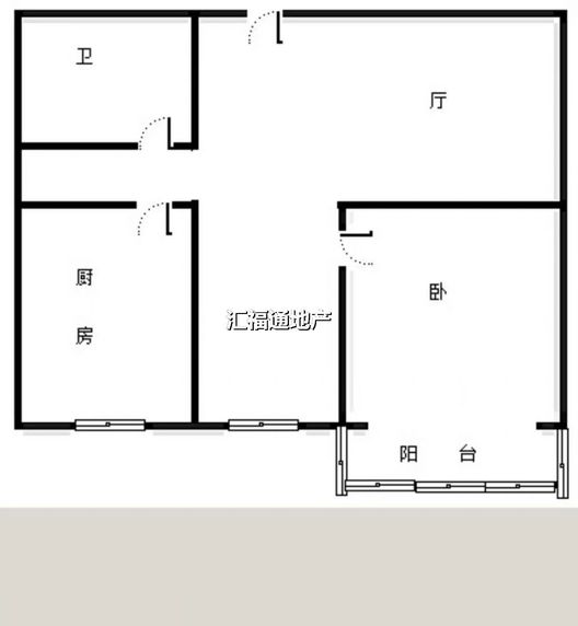 北京理想城1室2厅1卫户型图