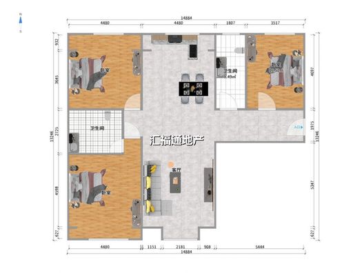 惠友万悦城3室2厅2卫户型图