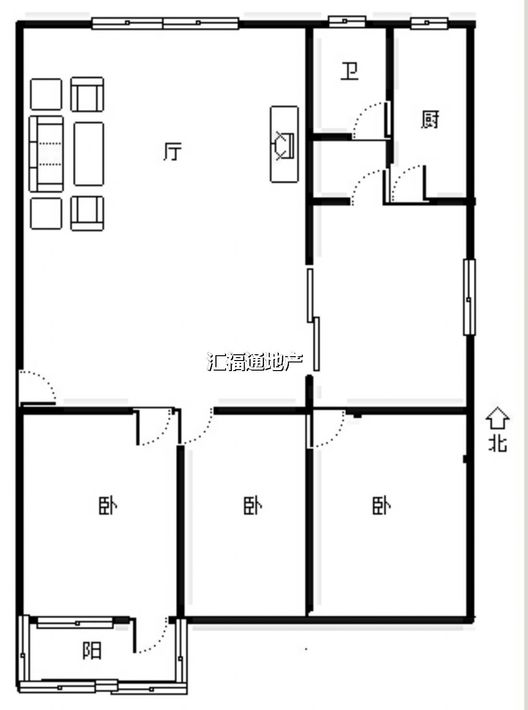 建材小区3室2厅1卫户型图