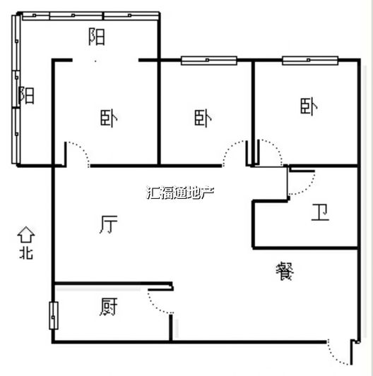 华泰豪庭3室2厅1卫户型图