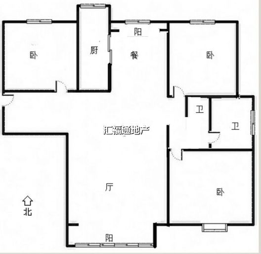 香邑溪谷玫瑰园3室2厅1卫户型图