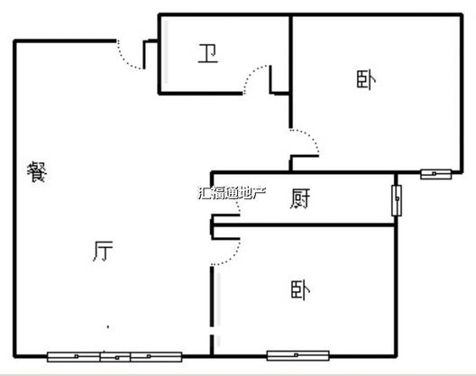 高铁新干线2室2厅1卫户型图