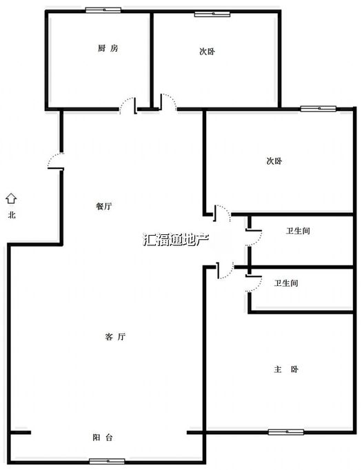 鸿盛凯旋门3室2厅2卫户型图