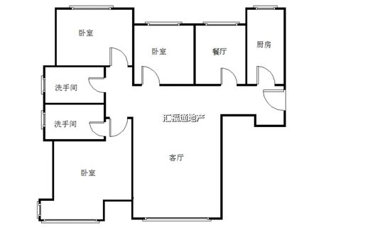 高铁新干线3室2厅2卫户型图