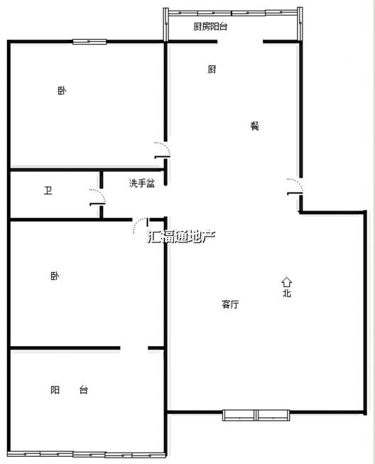 联合六号院2室2厅1卫户型图