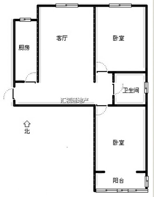 水岸花城2室2厅1卫户型图